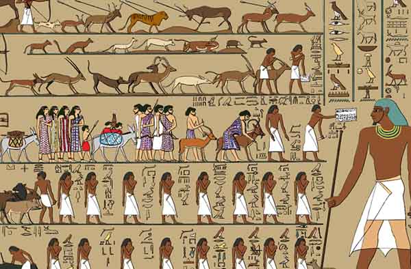 Offering, North-Wall of Khnumhotep II tomb. Both ibex and gazelle were brought by the Asiatics to be a sacrifice.
