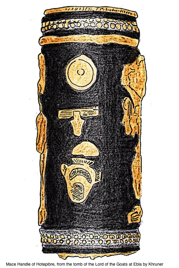 The mace handle of Hotepibre, from the tomb of the Lord of the Goats, Ebla, Syria.