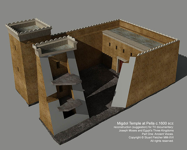 Artists impression of the Migdol temple, Pella, Jordan.