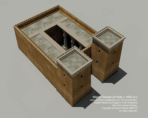Artists impression of the Migdol temple, Pella, Jordan.
