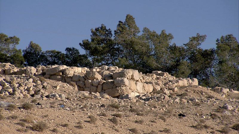 The retaining walls of the temple terrace, Buseirah. Jordan